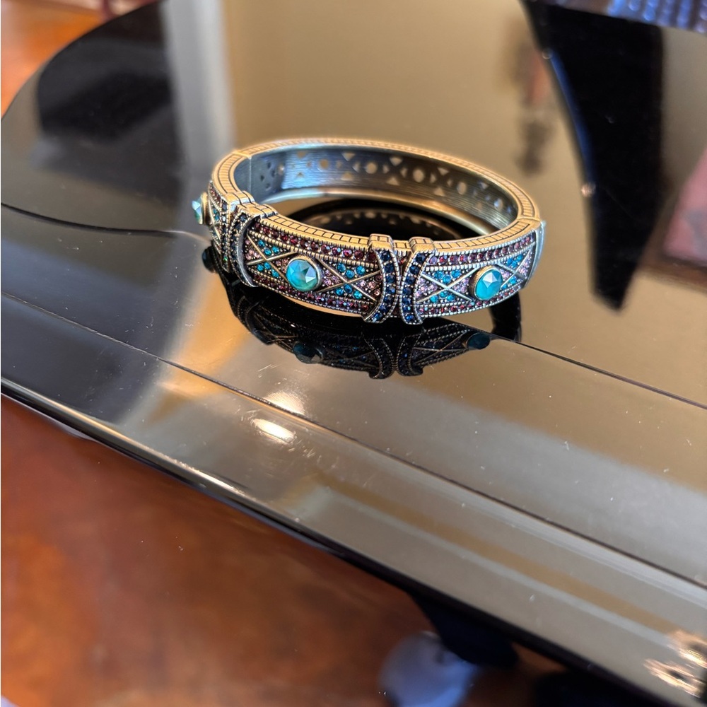 Heidi Daus Turquoise and Gold Swarovski Crystal Bracelet. NWOT - Picture 9 of 10